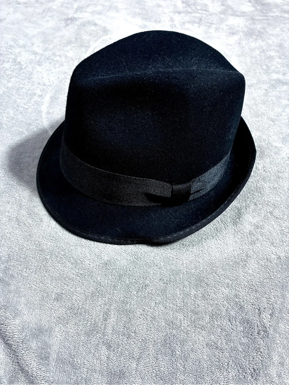 J.Crew Black 100% Wool Fedora Trilby Hat M/L Classic Unisex EUC